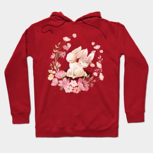 Romantic Rabbit Couple In Valentine Hoodie